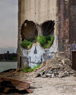 Художник превратил заброшенное здание в гигантский череп